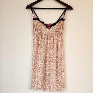 Betsey Johnson Intimates Pink Babydoll Lingerie Top Sz L Animal Print Classic